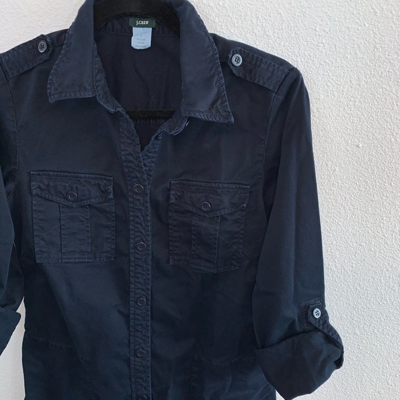 J.Crew Navy khaki Military Trench Dress - Picture 2 of 7